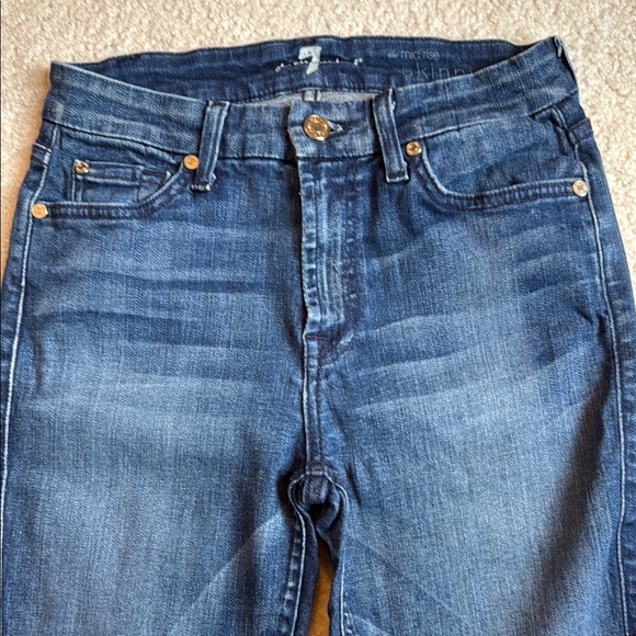7 for all Mankind Mid Rise Skinny Blue Jeans Size 26 - Picture 1 of 6